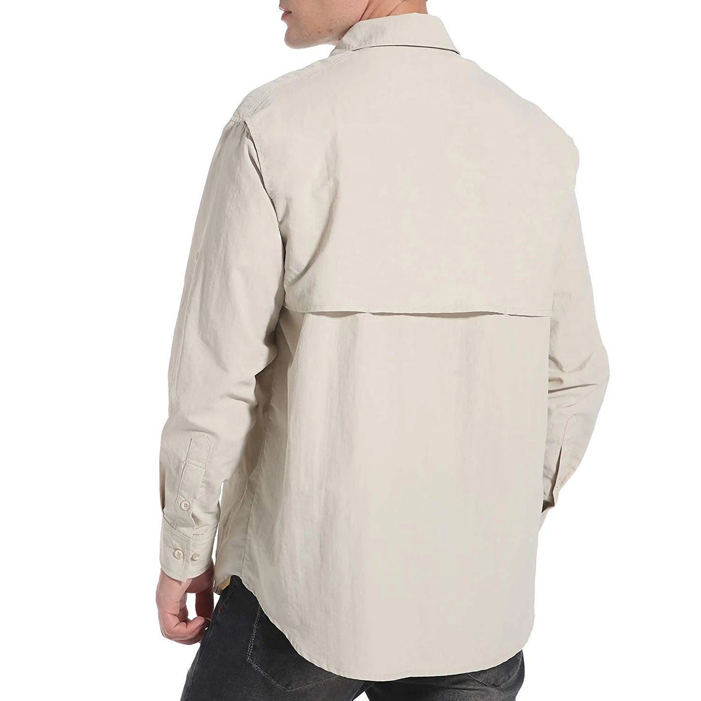 Men's Outdoor Fishing Shirt Long Sleeve Hiking Tops UPF 50+ Sun Protection Shirt Quick Dry Lightweight Shirt With Pockets