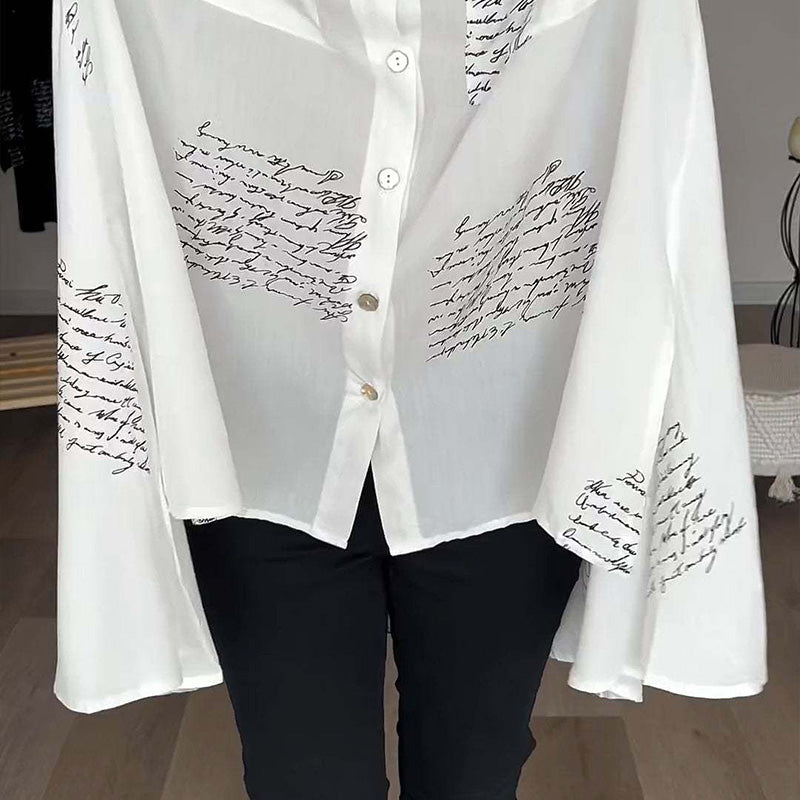 🎁Hot Sale 👚Women's Long Sleeve Print Fashion Lapel Shirt