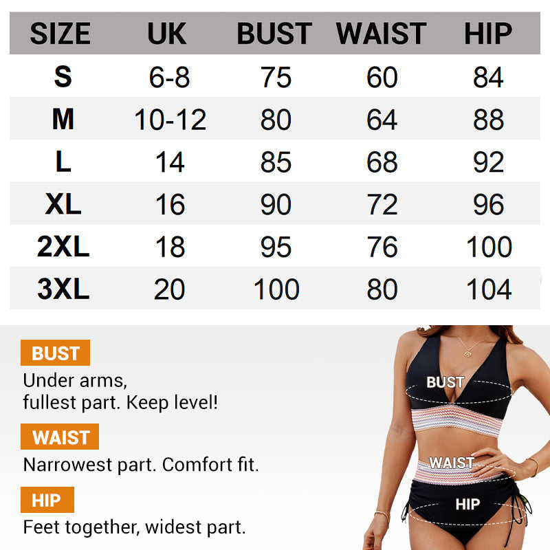 🔥Universal fitting💃High Waisted Tummy Control Color Block Bikini (2 Sets)