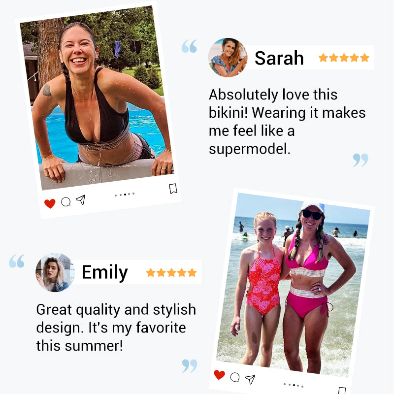 🔥Universal fitting💃High Waisted Tummy Control Color Block Bikini (2 Sets)