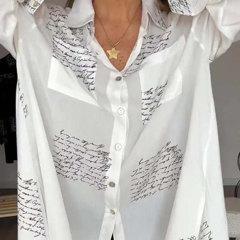 🎁Hot Sale 👚Women's Long Sleeve Print Fashion Lapel Shirt