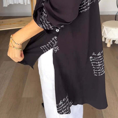 🎁Hot Sale 👚Women's Long Sleeve Print Fashion Lapel Shirt