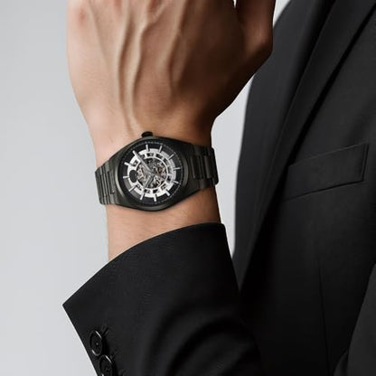 Titan Nexus Skeletal Automatic Analog with Gun Dial Gun Stainless Steel Strap Watch for Men - 90221QM02|B0F3J68M72