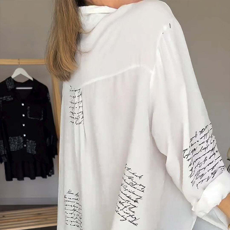 🎁Hot Sale 👚Women's Long Sleeve Print Fashion Lapel Shirt