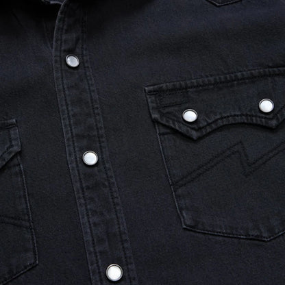 100% Cotton Casual Vintage Stonewash Eco-Friendly Regular Fit Versatile Style Snap Button Denim Shirts