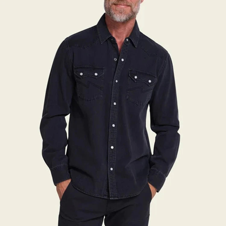 100% Cotton Casual Vintage Stonewash Eco-Friendly Regular Fit Versatile Style Snap Button Denim Shirts