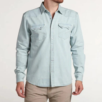 TY Pearl Snaps 100% Midweight Cotton Enzyme Wash Vintage Casual Eco-Friendly Regular Fit Denim Shirts