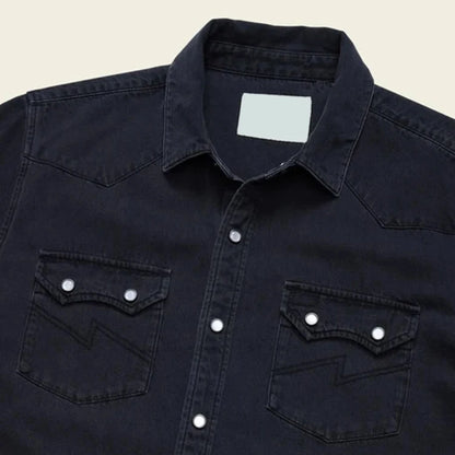 100% Cotton Casual Vintage Stonewash Eco-Friendly Regular Fit Versatile Style Snap Button Denim Shirts