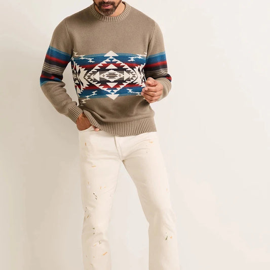 Geometric Jacquard Slim Fit Light Breathable Custom Logo Cotton Knit Sweater