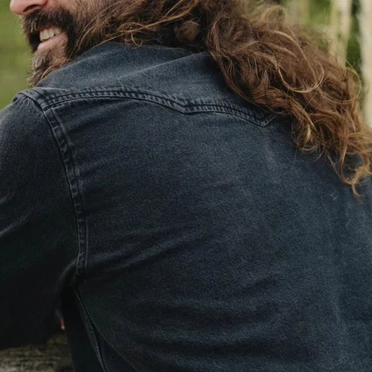 100% Cotton Casual Vintage Stonewash Eco-Friendly Regular Fit Versatile Style Snap Button Denim Shirts