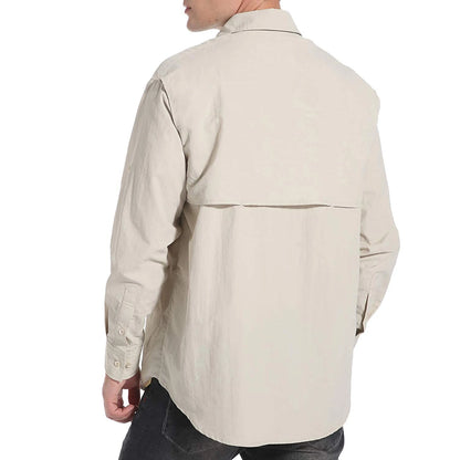 Men's Outdoor Fishing Shirt Long Sleeve Hiking Tops UPF 50+ Sun Protection Shirt Quick Dry Lightweight Shirt With Pockets