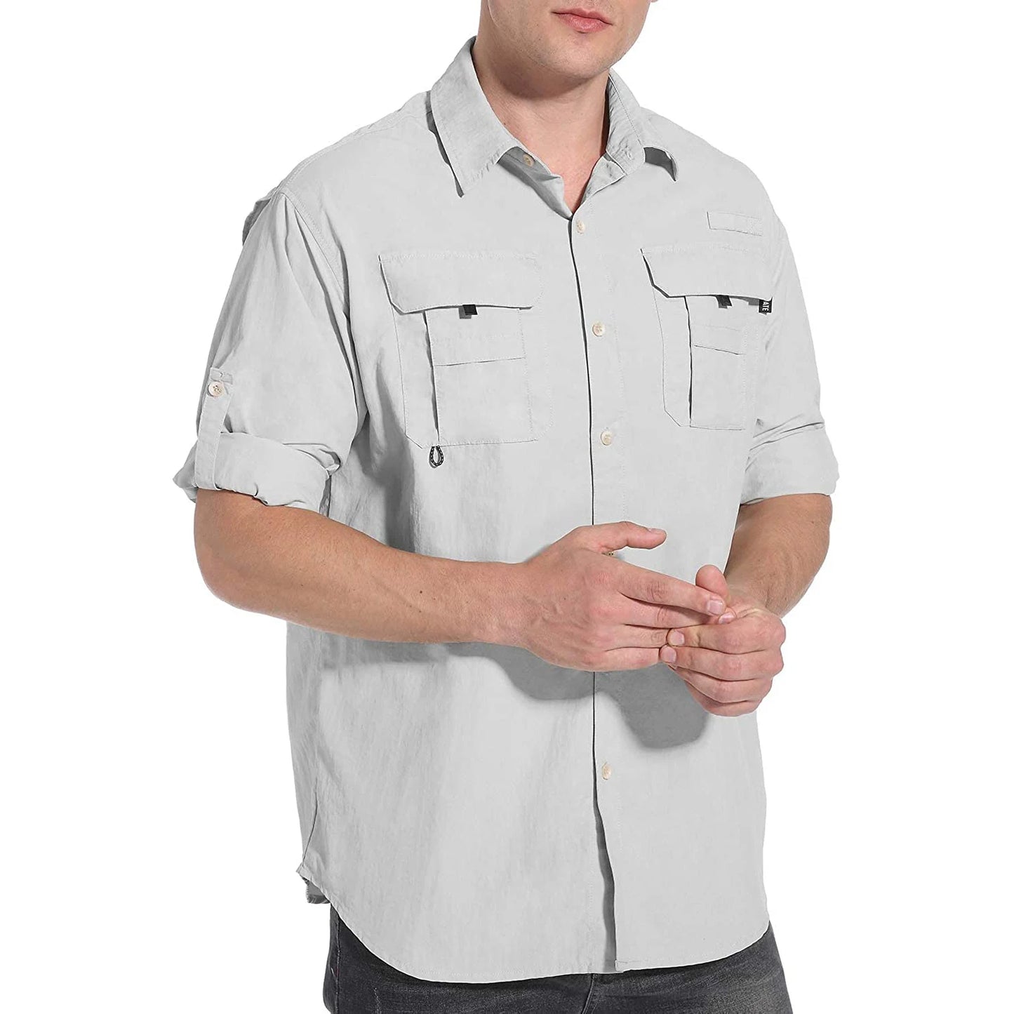 Men's Outdoor Fishing Shirt Long Sleeve Hiking Tops UPF 50+ Sun Protection Shirt Quick Dry Lightweight Shirt With Pockets