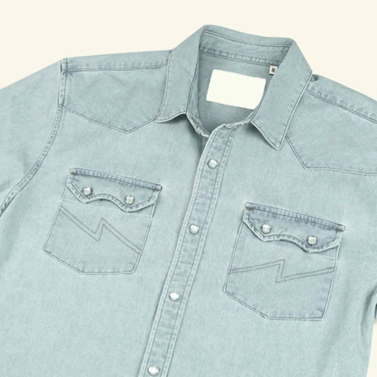 TY Pearl Snaps 100% Midweight Cotton Enzyme Wash Vintage Casual Eco-Friendly Regular Fit Denim Shirts
