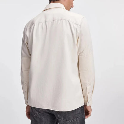 Vintage Casual Eco-Friendly Regular Fit Metal Buttons Turn-Down Collar Denim Workwear Shirt